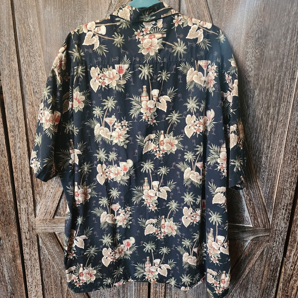 Pierre Cardin Shirt Mens Size 2XLT Short Sleeve Button Up Floral Tropical Drinks